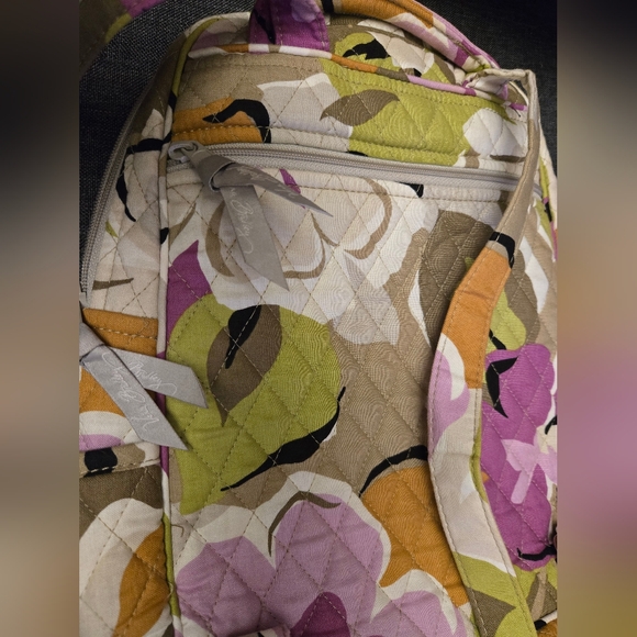 Floral Quilted Vera Bradley 5 Pockets Backpack Purse - Picture 3 of 9